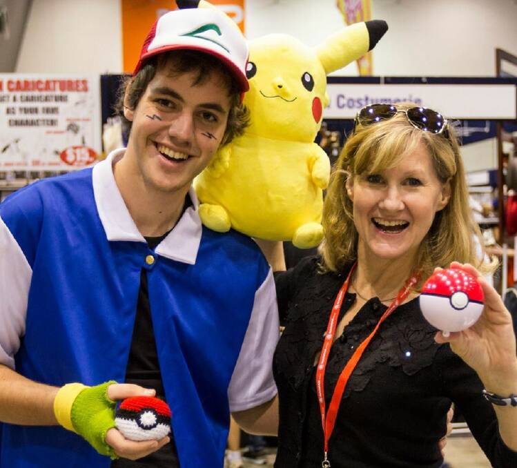 Luke Caruana with his childhood hero and the voice of Ash Ketchum, Veronica Taylor.