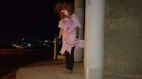 Members of the group 'Bunbury Clown Sightings' have been spotted at the lookout tower in Bunbury and have promised imminent visits to other South West towns. Photo: Facebook. 
